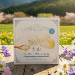 大山乳業のヨーグルトを使用した「大山ヨーグルトクリーム大福」9個入りの商品パッケージ。山陰地方を代表する乳製品ブランドの素材を活かした贅沢な和洋折衷スイーツ。