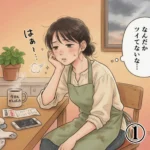 日常のちょっとした落ち込みを感じている女性のイラスト。開運のヒントを待つストーリーの始まり。